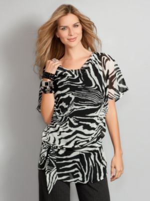Cowl Neck Zebra Tunic