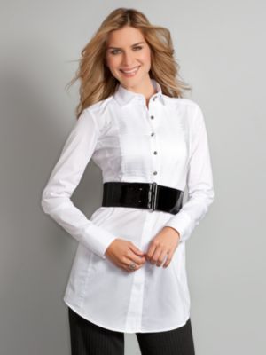 City Stretch Tuxedo Bib Tunic Shirt