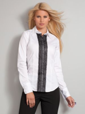 City Stretch Shirt - Lace Trim