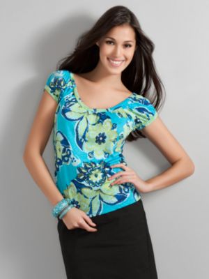 City Style Floral Double Scoop Tee