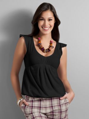 City Style Pleated Bubble Hem Top