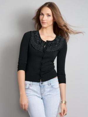 Women's Black Chelsea Cardigan Rosette Size Extra Small