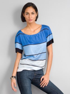 City Style Striped Ballet Neck Top  (available in Sizes: XS, S, M, L, XL)