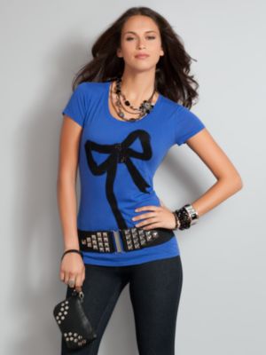 City Style Flocked Ribbon Graphic Tee