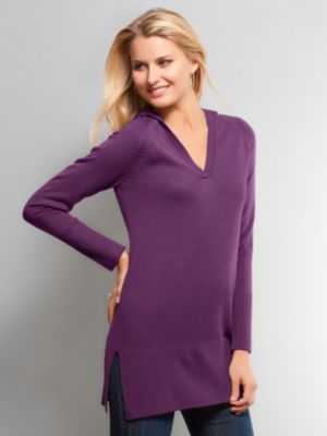 purple v-neck sweater. Women#39;s Purple V-neck Tunic