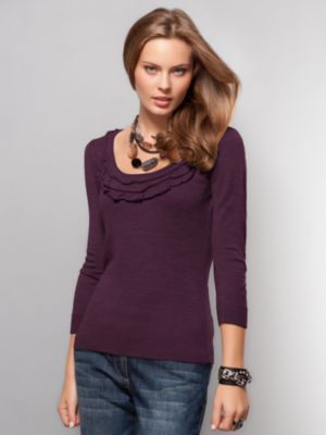 Ruffle Scoopneck Sweater