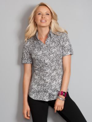 City Stretch Bubble Print Short Sleeve Shirt