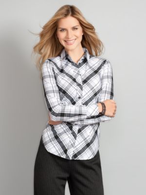 City Stretch Shirt - Bias Plaid