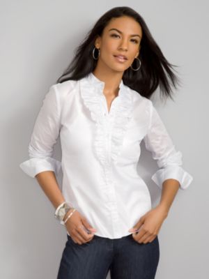 City Style Ruffle Button Front Shirt