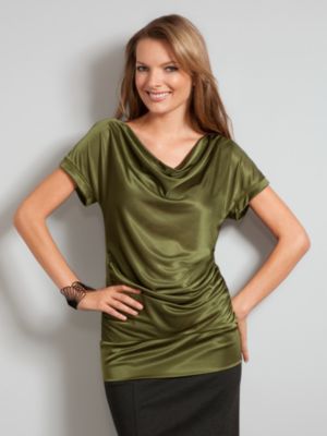 City Style Shiny Banded-Hem Tunic