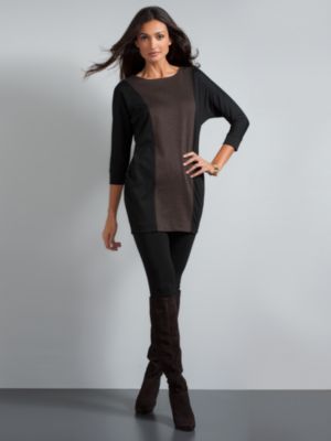 Color-Block Knit Tunic Dress