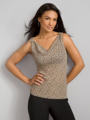 City Style Cowl Neck Tank - Woven Pattern