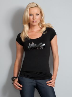 City Stretch Sequined Skyline Tee