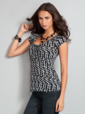 City Style Print Smocked Top