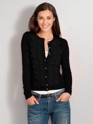 Antique-Button Ruffle Cardigan