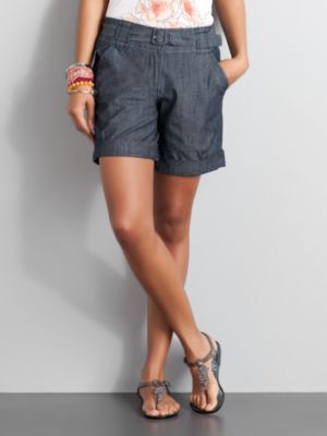 City Style Belted Denim Shorts