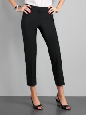 7th Avenue Cuffed Crop Pants - Black