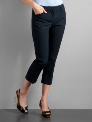 City Stretch Narrow Stripe Navy Crop Pants