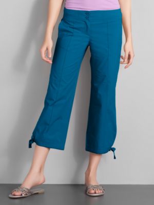 Poplin Knit Waistband Crop Pants