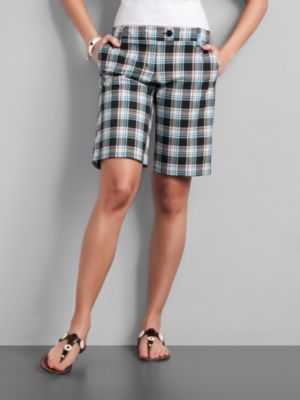 City Style Plaid Bermuda Shorts