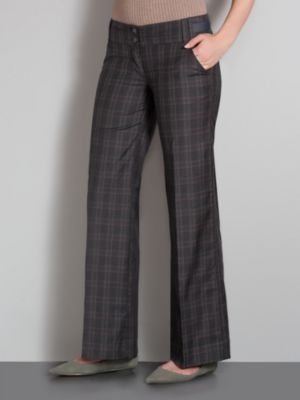 City Style Ribbon Trim Plaid Pants - Average