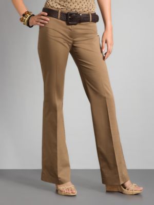 7th Avenue Flare Leg Pant - Tan Stripe Petite - Big City Tan