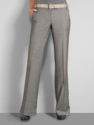 New York & Company Women's 3rd Avenue Glen Plaid Wide Leg Pants - Average - Smoldering Grey Heather