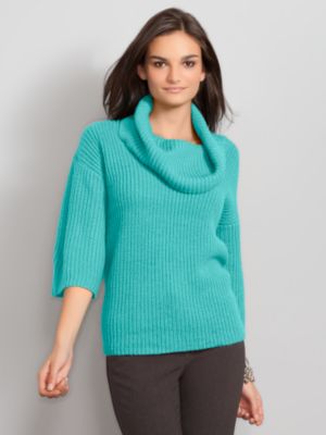 Cowl Neck Ribbed Sweater