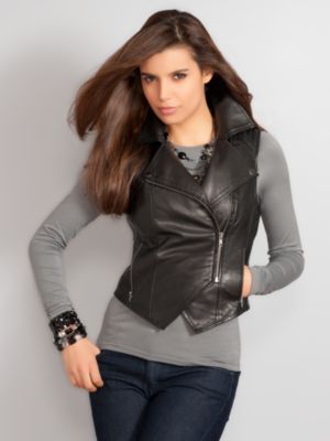 Faux Leather Biker Vest