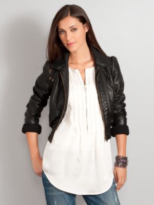Faux Leather Bomber Jacket