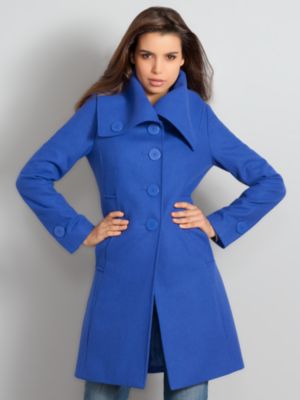 Wool Blend Funnel Neck Coat
