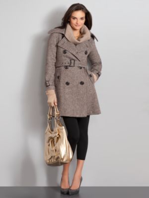 Wool Blend Tweed Trench