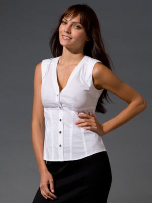 NY&amp;C Red Label Sleeveless Snap Tab Shirt