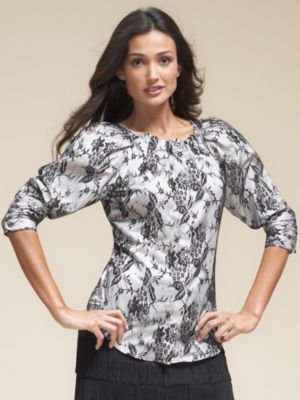 NY&amp;C Red Label Lace Overlay Blouse
