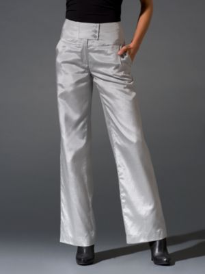 NY&C Red Label Silk/Cotton Wide Waistband Pants