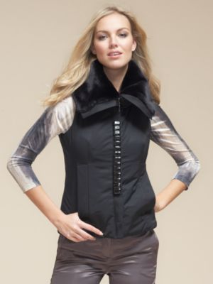 NY&amp;C Red Label Embellished Vest with Faux Fur Collar