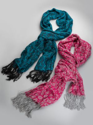 Metallic Leopard Print Scarf