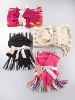 Hat, Gloves &amp; Scarf Gift Set - Stripe