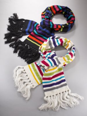 Colorful Stripe Long Knit Scarf