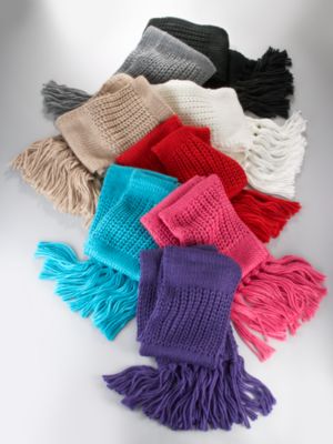 New York & Company Women's Black, Grey, Blue, Pink, Purple, Red, White, Tan Ribbed Knit Scarf