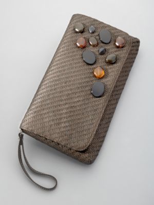 City Style Straw Stone Detail Clutch