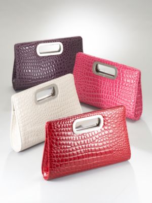 Croc-Embossed Clutch