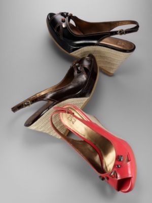 City Style Peep Toe Rope Wedge Slingback