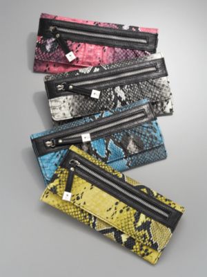 NYC Womens Blue Snake Zip Pocket Wallet