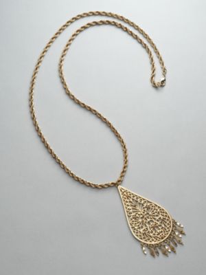 City Style Filigree Teardrop Necklace