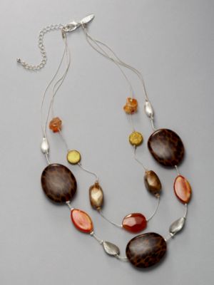 City Style Double Strand Leopard Bead Necklace