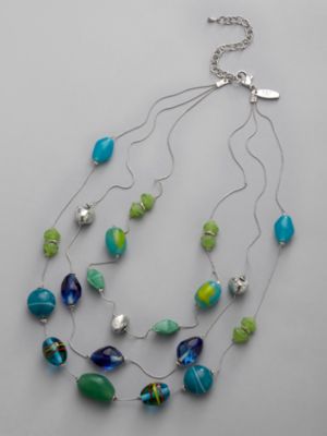 City Style Triple Strand Bead Necklace