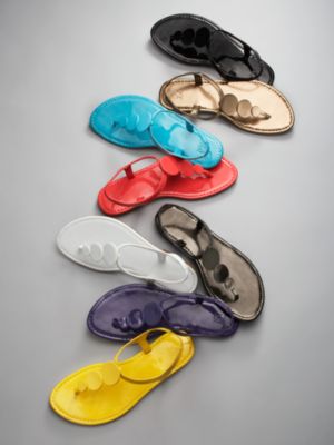 City Style Patent Disc Thong Sandals