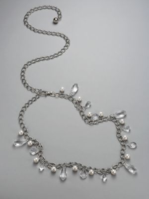 Chain Belt with Crystals &amp; Faux Pearls