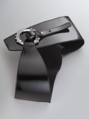Wide Stretch Belt with Rhinestone Detail